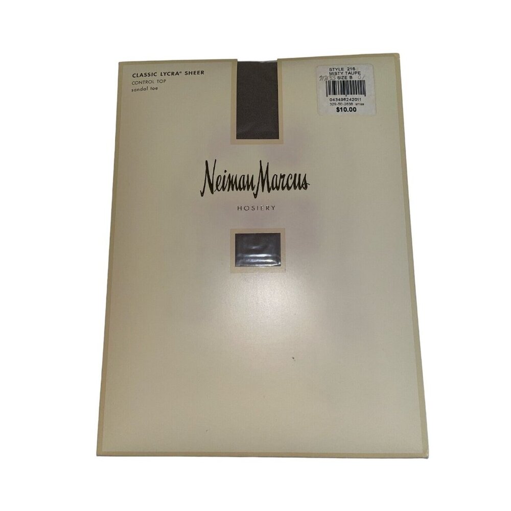 Vtg Neiman Marcus Style 216 Sz B Off Black Control Top Sandal Toe Pantyhose NOS